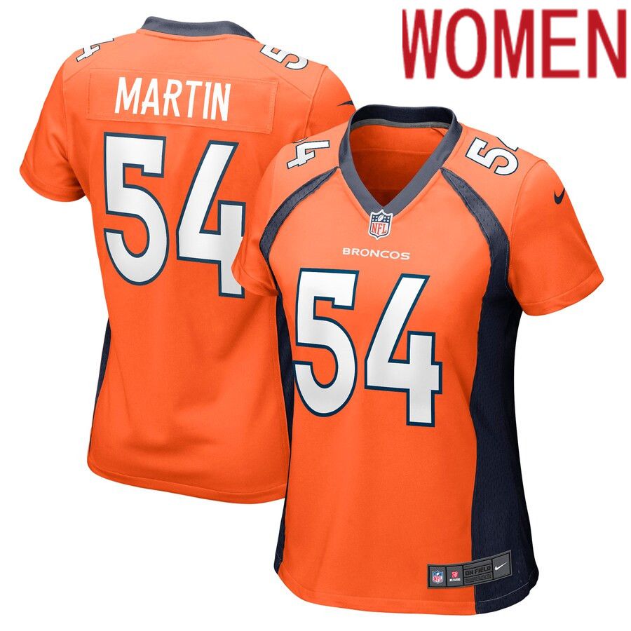 Women Denver Broncos #54 Jacob Martin Nike Orange Game Player NFL Jersey